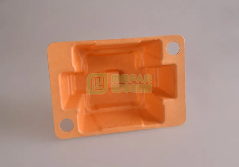 充电座橙色湿压纸托(纸浆模塑) - Imagen 3