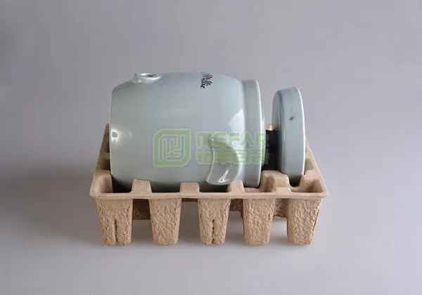 陶瓷罐黄色干压竹浆纸托（纸浆模塑）