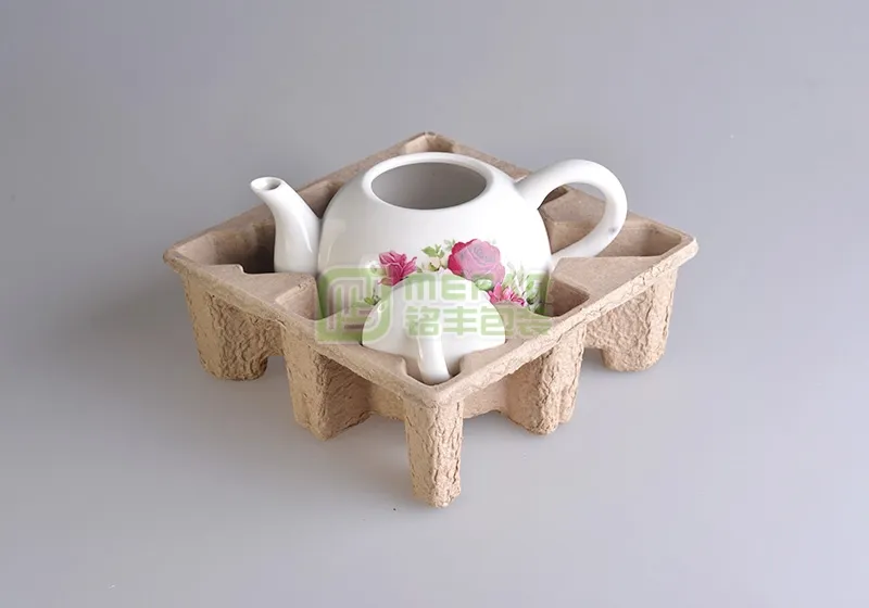 陶瓷壶黄色干压原木浆纸托(纸塑) - Image 2