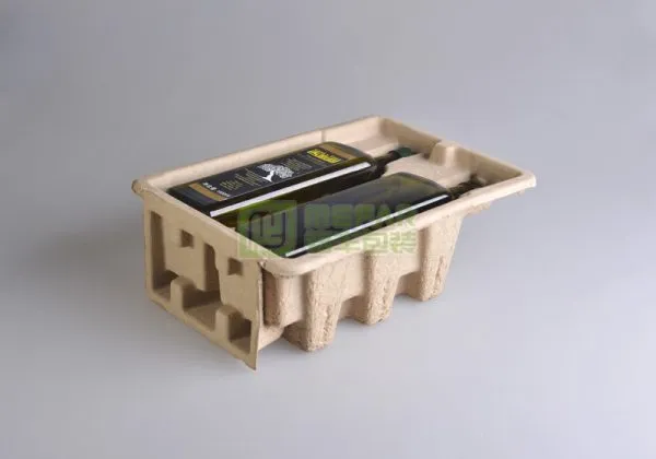 红酒瓶黄色干压原木浆纸托（纸塑）