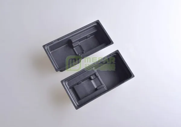 平板黑色湿压甘蔗浆纸托（纸塑）