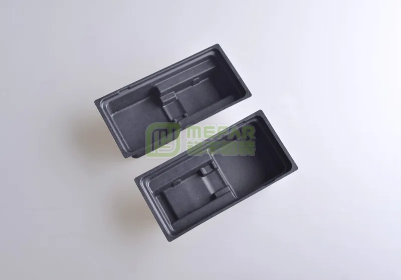 平板黑色湿压甘蔗浆纸托(纸塑)