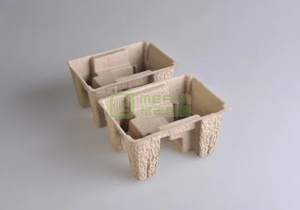 插头黄色干压原木浆纸托（纸浆模塑）