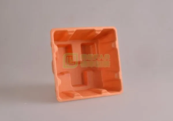 充电座橙色湿压纸托（纸浆模塑）