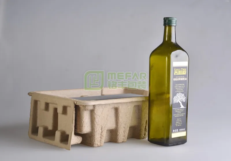 红酒瓶黄色干压原木浆纸托(纸塑) - Imagen 3