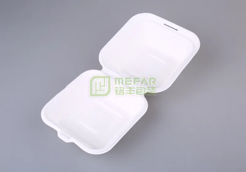 餐盒白色甘蔗浆湿压纸托(纸塑) - Imagen 3